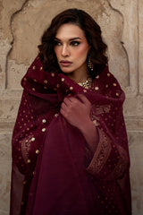 3-PC Embroidered Raw-Silk Suit By Charizma