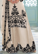 Ivory Chinon Embroidery Palazzo Suit