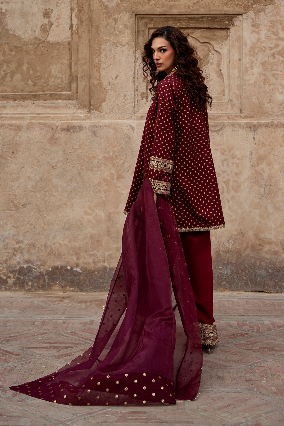 3-PC Embroidered Raw-Silk Suit By Charizma