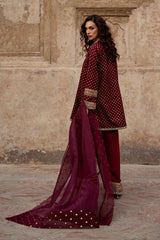 3-PC Embroidered Raw-Silk Suit By Charizma
