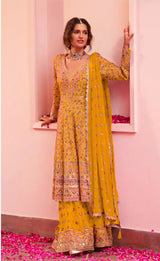 Real Georgette Embroidered Sharara Suit
