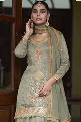 Dusty Rose Simmer Silk Kameez with Skirt Suit