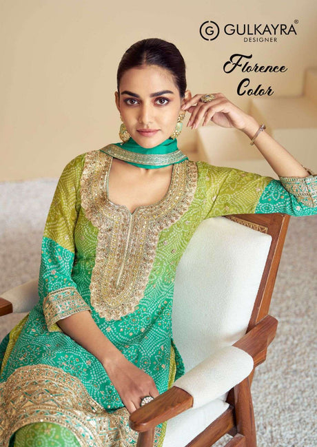Indian Embroidered Chinon Palazzo Suit