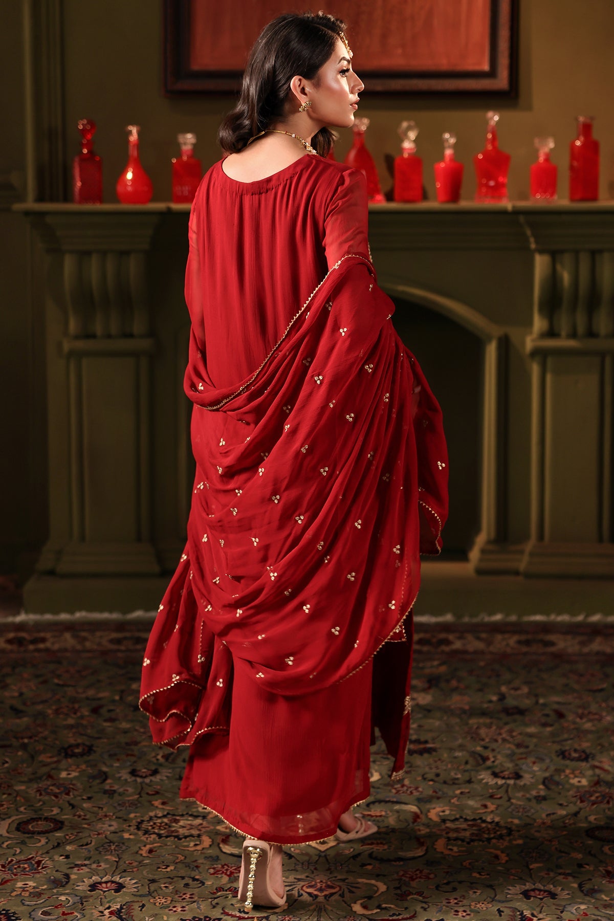 3-PC Embroidered Raw-Silk Suit by Charizma