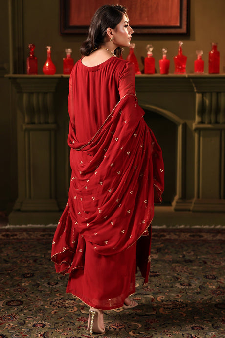3-PC Embroidered Raw-Silk Suit by Charizma