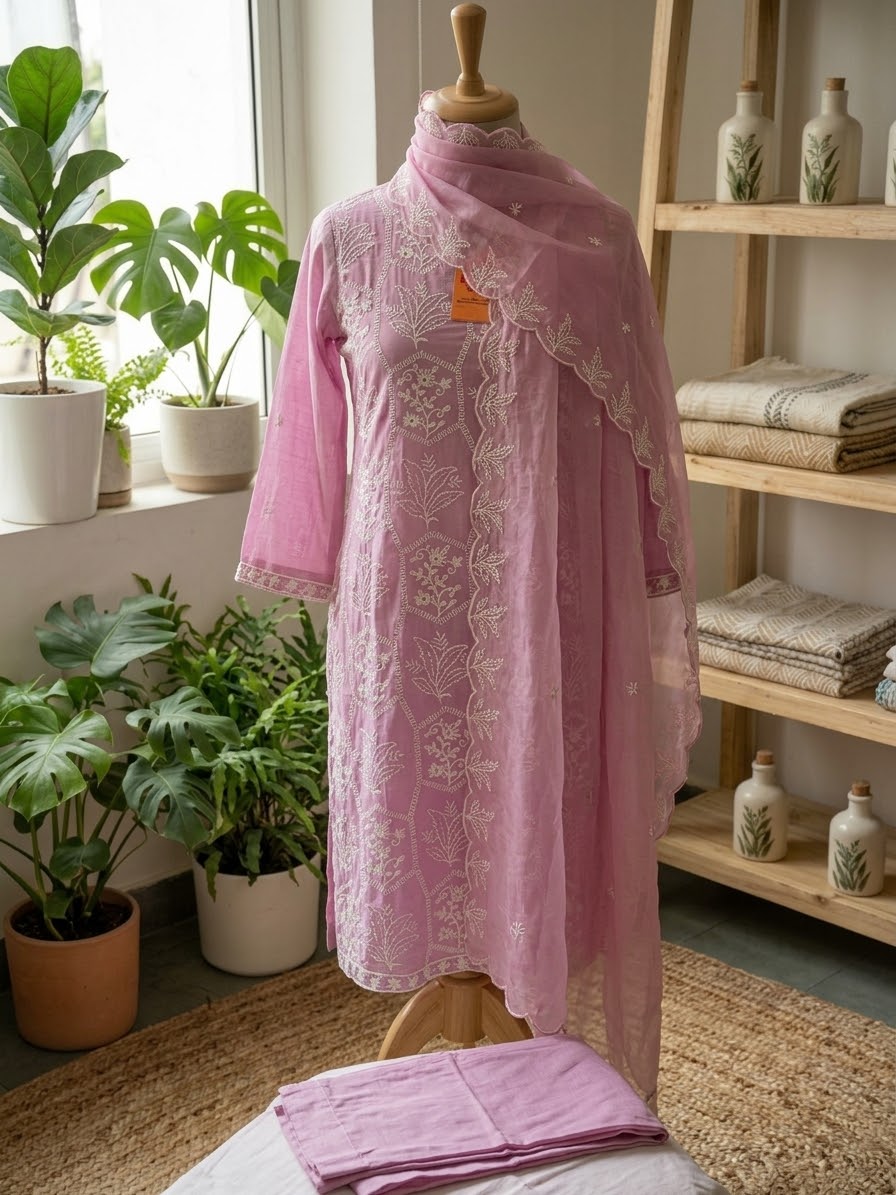 Cotton Embroidered 3pc Suit