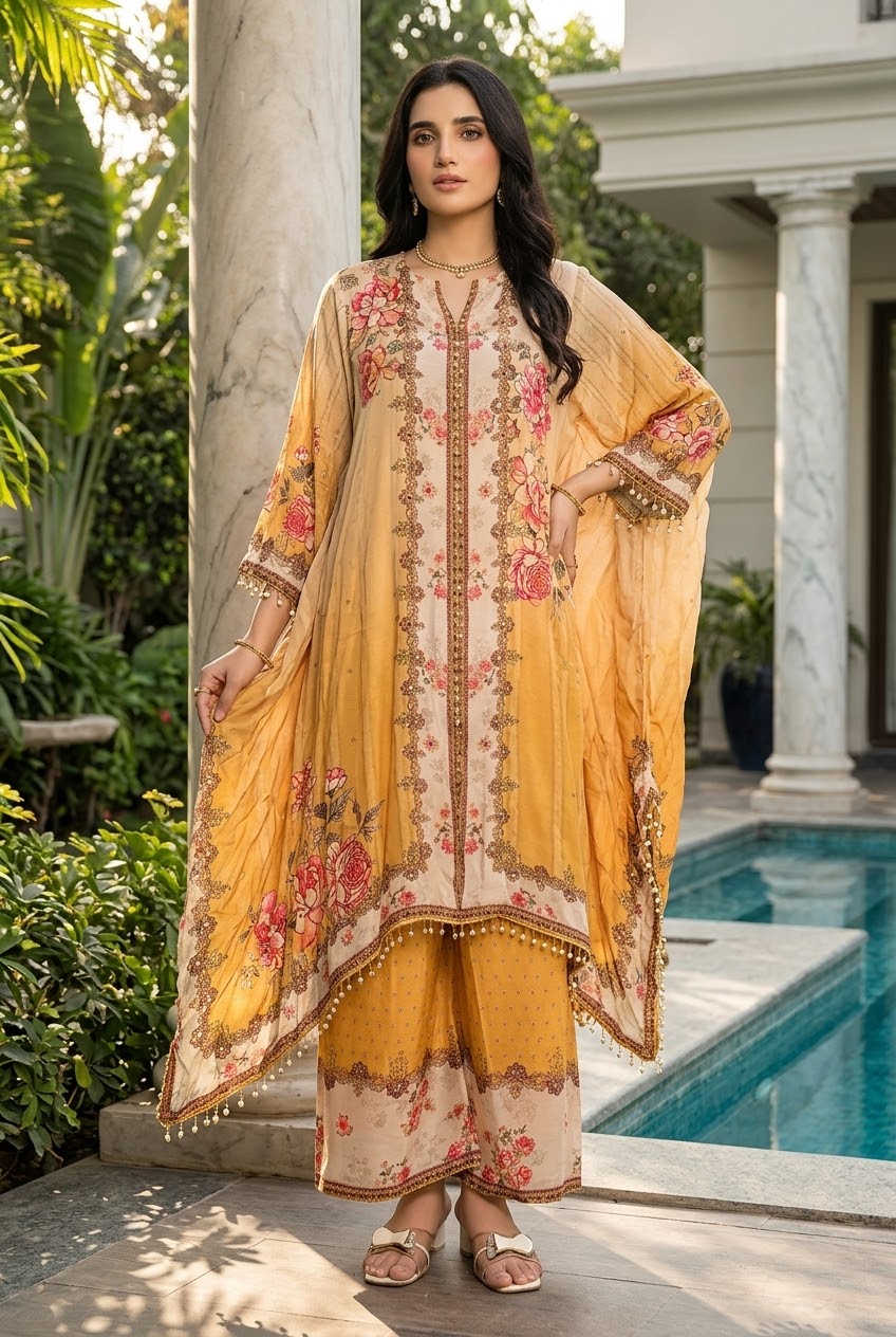 Natura Crape Chiffon Dup Kaftan