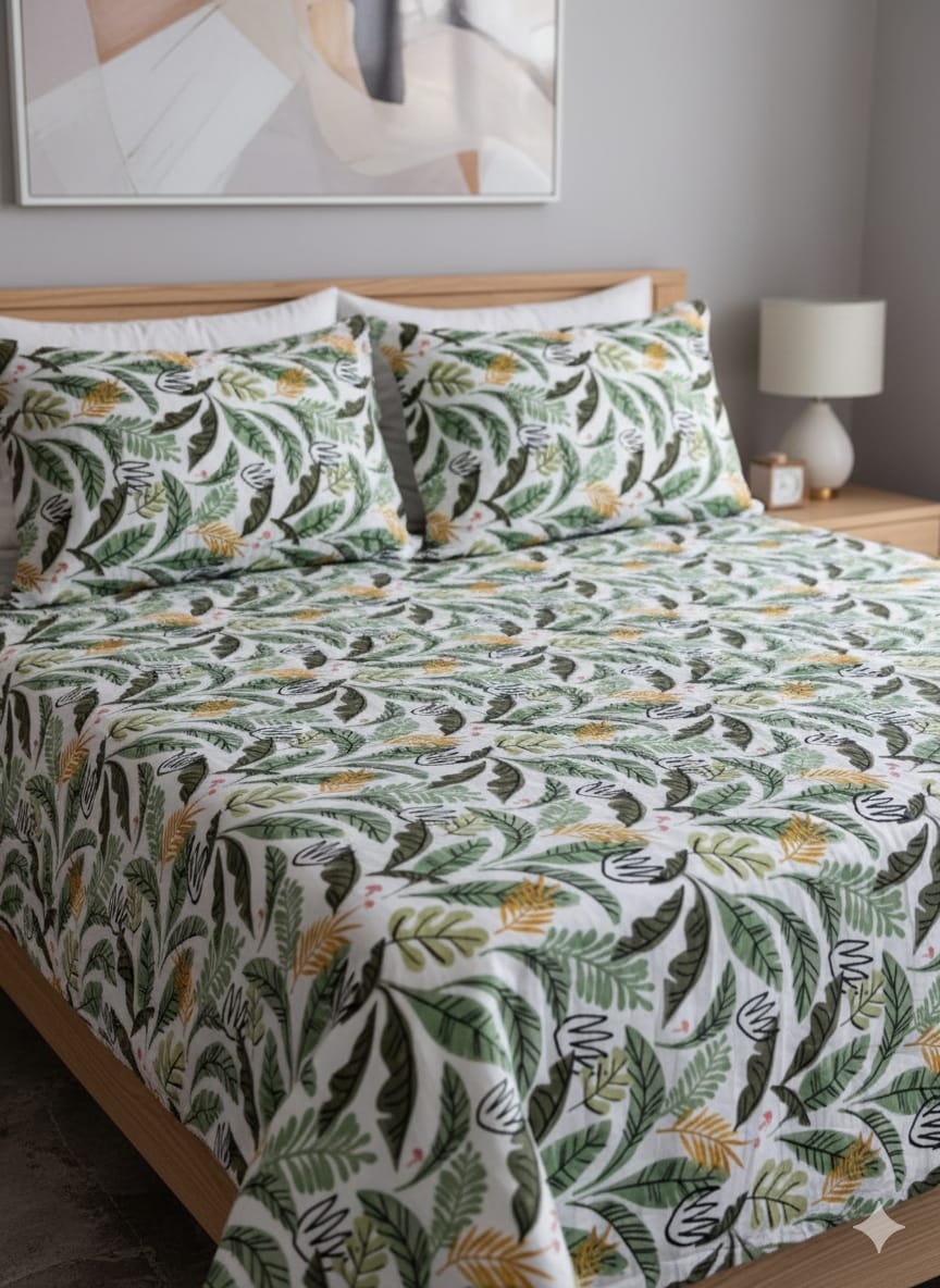 Pakistani King Size Bedcover with matching Pillow Covers