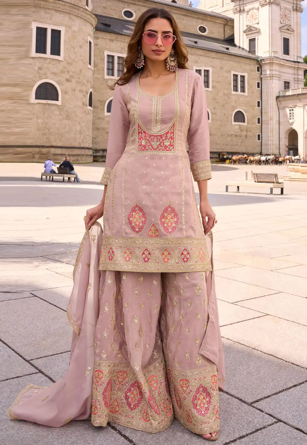 Pink Shimmer Pakistani Suit