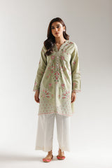 Ethnic Embroidered 2pc Suit Apple Green - Front