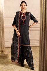 3-PC Embroidered Raw-Silk Suit by Charizma