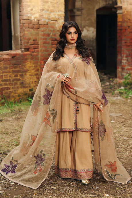 3-PC Embroidered Raw-Silk Suit by Charizma