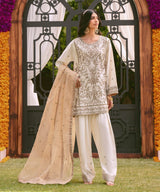 Sapphire Embroidered Raw Silk Suit