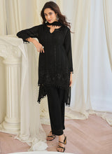 Black Chinon Silk Embroidery Work Festival wear Salwar Suit