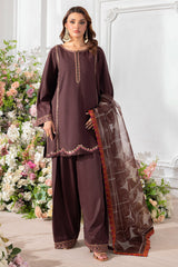 3-PC Embroidered Raw-Silk Suit by Charizma