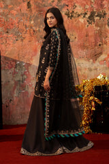 3-PC Embroidered Raw-Silk Suit By Charizma