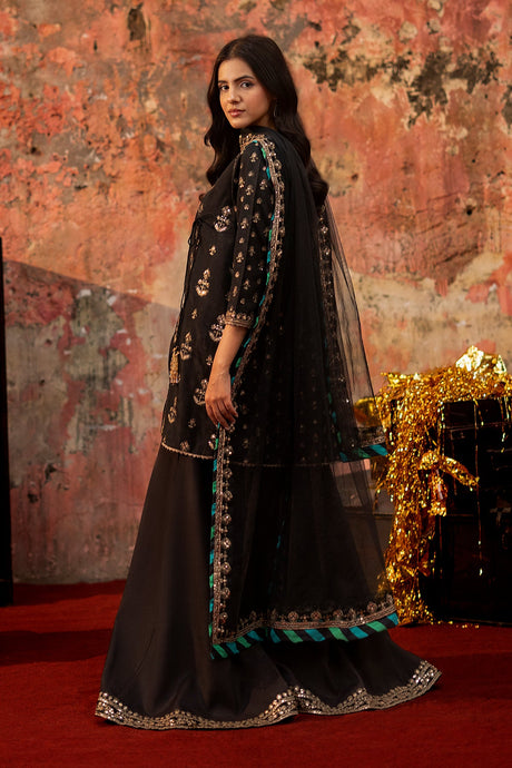 3-PC Embroidered Raw-Silk Suit By Charizma