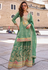 Sea Green Shimmer Pakistani Suit