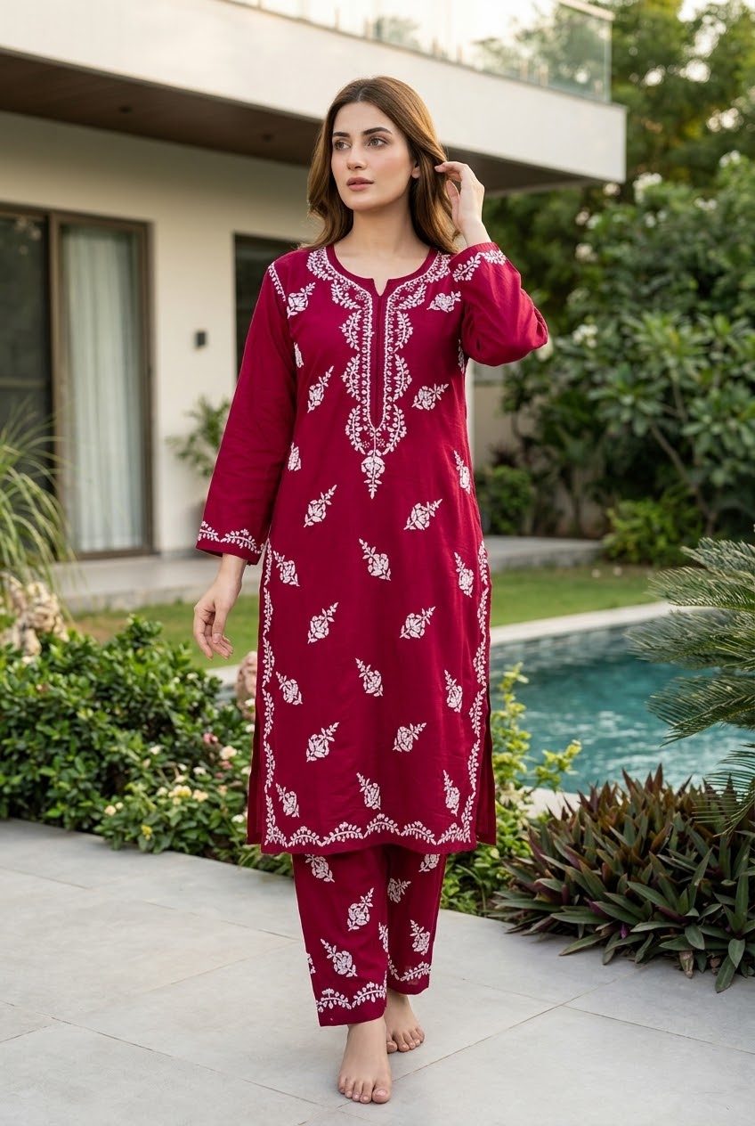 Lucknow 2pc Embroidered Co-Ord Set