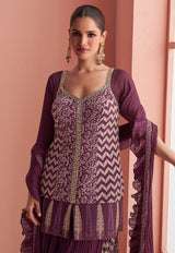 Wine Chinon Silk Palazzo Suit By Sayuri