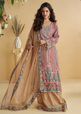Multicolor Trendy Crepe Printed Palazzo Style Suit