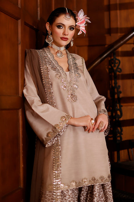 3-PC Embroidered Raw-Silk Suit By Charizma