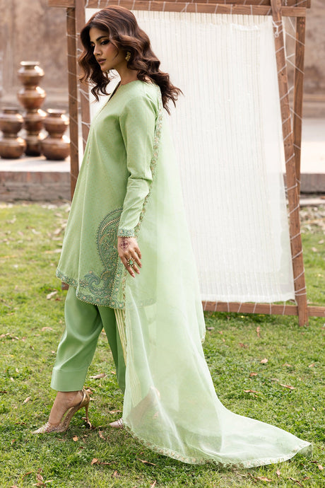 3-PC Embroidered Raw-Silk Suit By Charizma