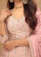 Dusty Rose Sequins Chinon Palazzo Suit