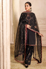 3-PC Embroidered Raw-Silk Suit by Charizma