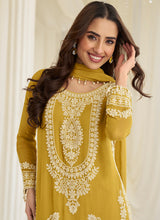 Yellow Handwork Embroidery Pant Style Suit