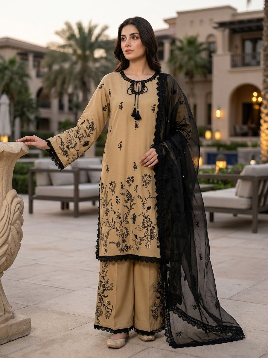 Sapphire 3Pc Embroidered  Suit