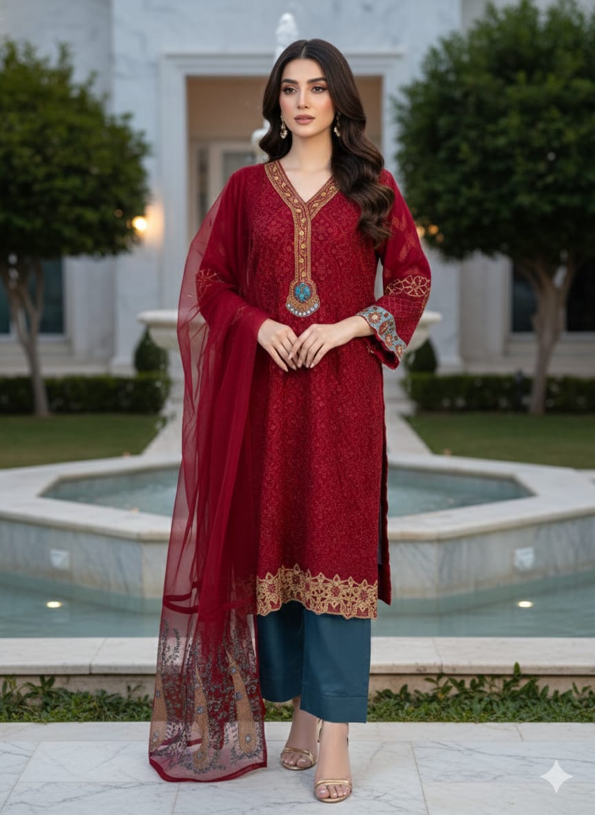 2pc Embroidered Suit