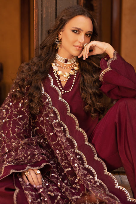 3-PC Embroidered Raw-Silk Suit by Charizma
