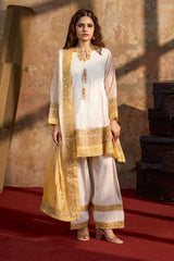 3-PC Embroidered Raw-Silk Suit By Charizma