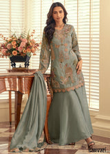 Echo Grey Simar Silk Palazzo Suit