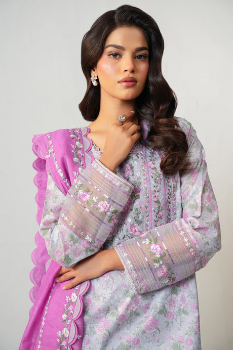 3-PC Embroidered Lawn by Zeen