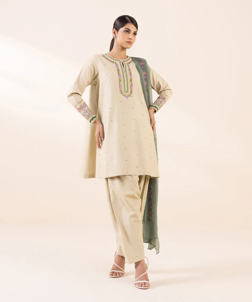 Sapphire Embroidered Light Khaddar Suit