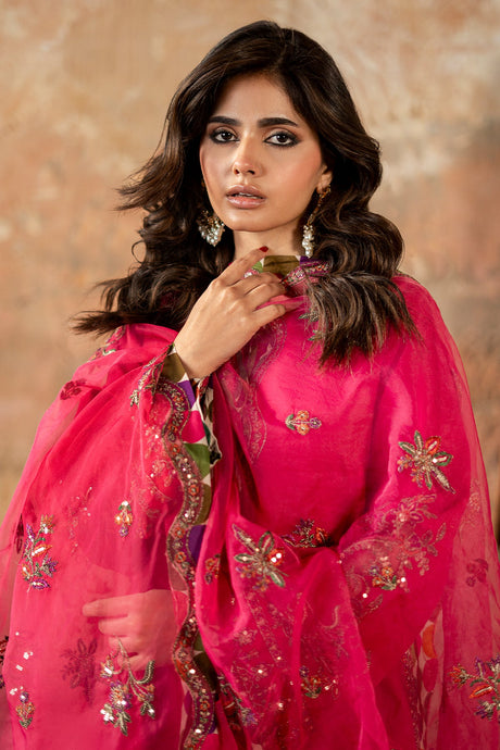 3-PC Embroidered Raw-Silk Suit By Charizma
