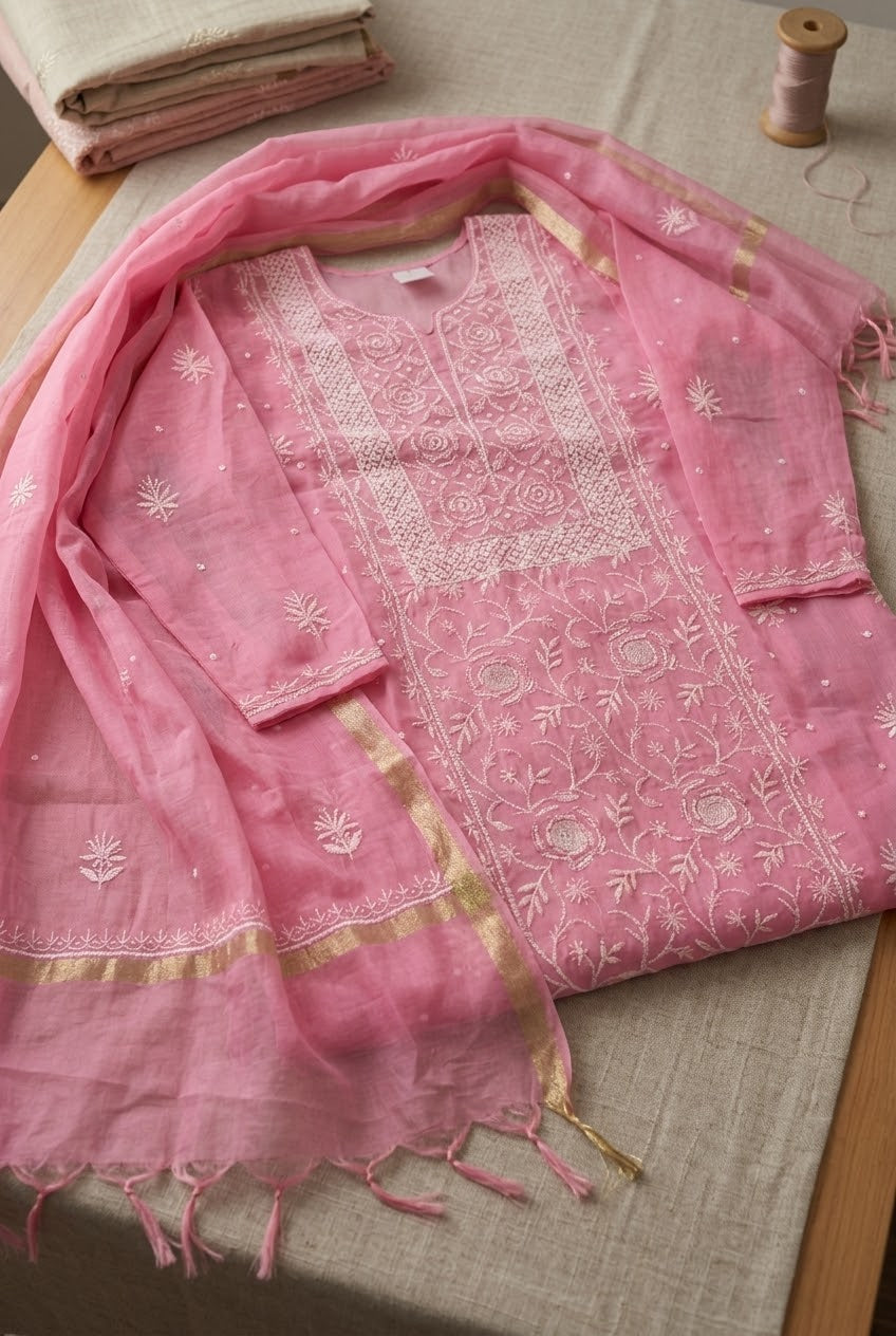 Mul Mul Chanderi Chikankari