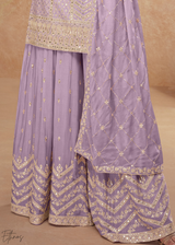 Lilac Sequins Chinon Palazzo Suit