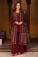 3-PC Embroidered Raw-Silk Suit by Charizma