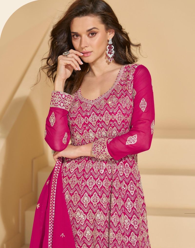 Indian Georgette Embroidered Palazzo Suit