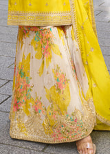 Pineapple Yellow Chinon SIlk Palazzo Suit
