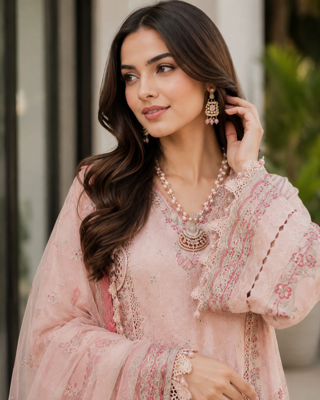 Sapphire Embroidered Raw Silk Suit