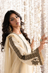 3-PC Embroidered Raw-Silk Suit By Charizma