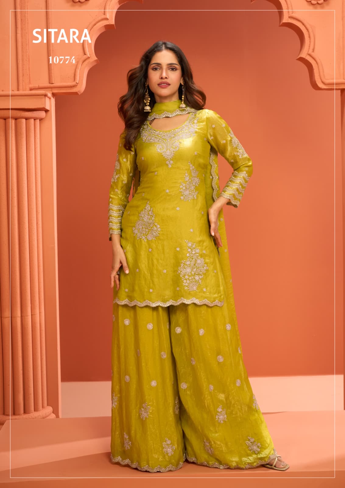 Indian Chinon Silk Sharara Suit