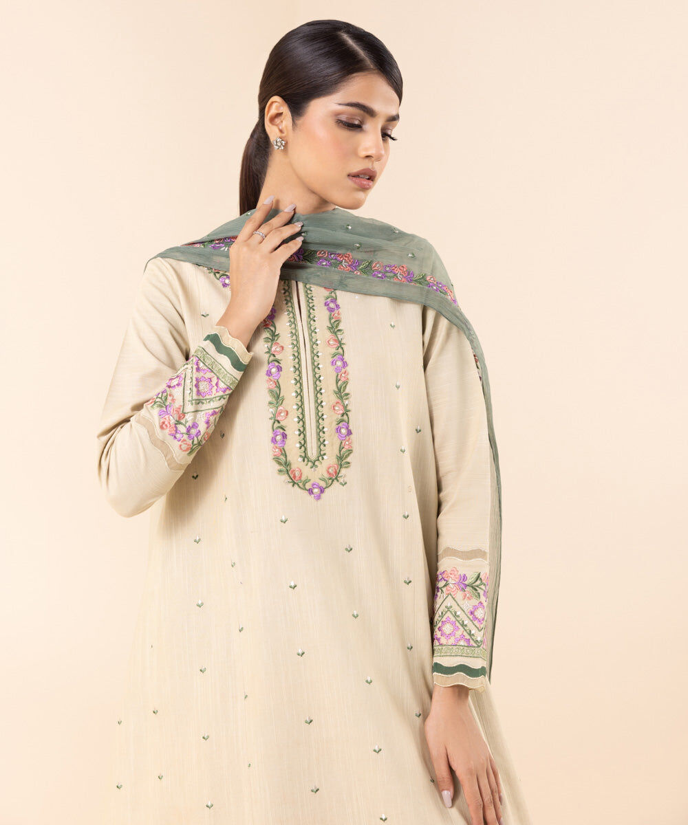 Sapphire Embroidered Light Khaddar Suit