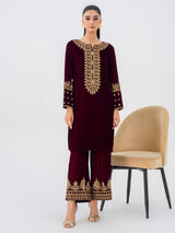 2 Piece Velvet Suit-Embroidered by LimeLight