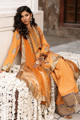 3-PC Embroidered Raw Silk Suit By Charizma