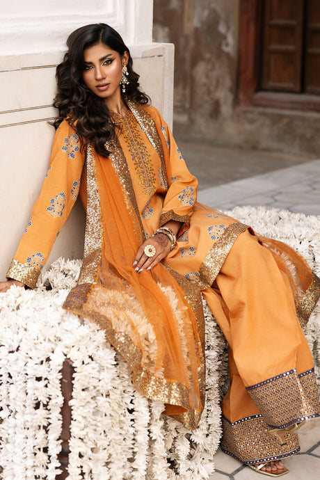 3-PC Embroidered Raw Silk Suit By Charizma